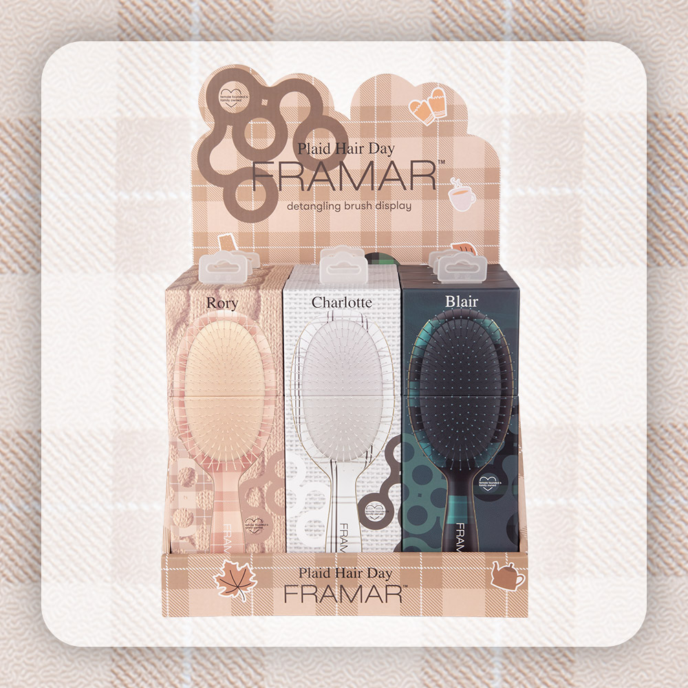 Framar Plaid Hair Day - Detangle Brush Display